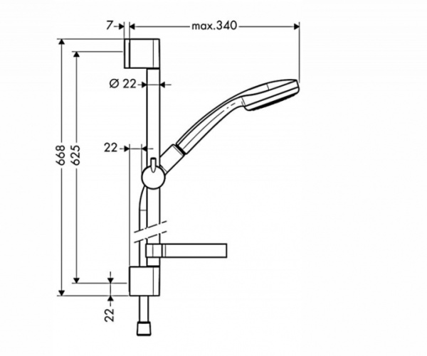 Душевой гарнитур со штангой Hansgrohe Croma Ecostart 27742000