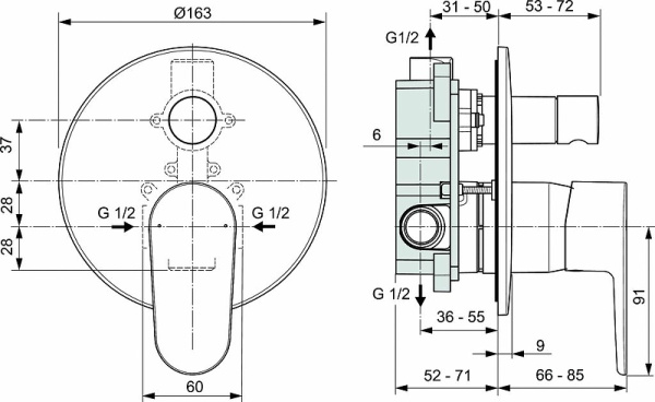 Смеситель для душа Ideal Standard Cerafine Model O A7193XG Смеситель для душа Ideal Standard Cerafine Model O A7193XG