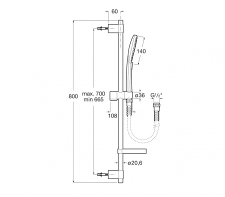 Душевой гарнтиур Roca Plenum Square 140/3F 5B1A10CB0