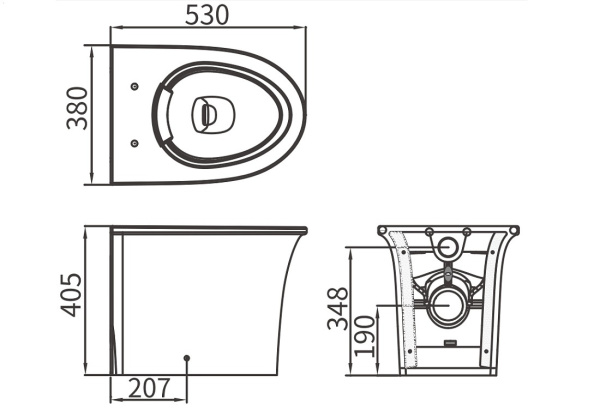 Унитаз приставной безободковый Arrow AB2191H без сиденья