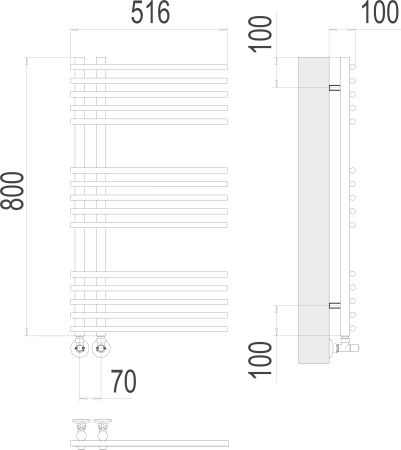Полотенцесушитель водяной Terminus АСТРА (70х800) П15  4670078530486