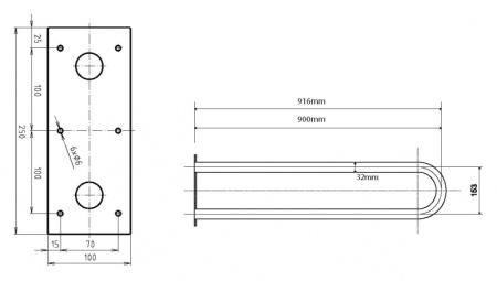 Поручень U-образный, 90 см Bemeta Help 301102991