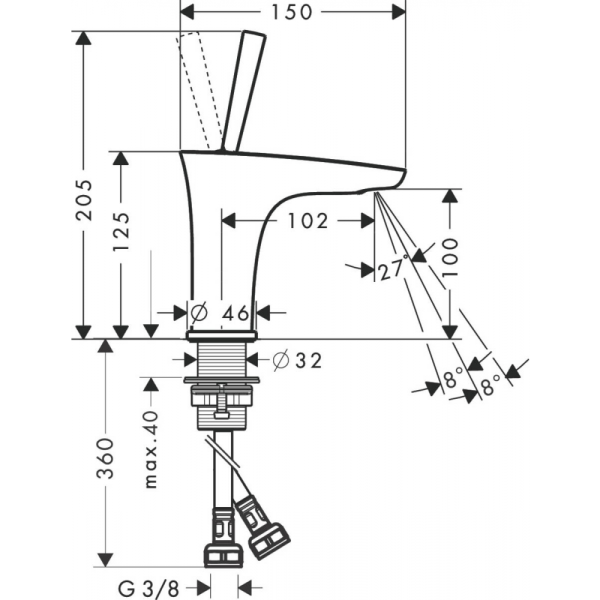 Смеситель для раковины Hansgrohe PuraVida 15075000