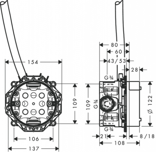 Встроенный механизм для электронного смесителя AXOR Uno 16182180