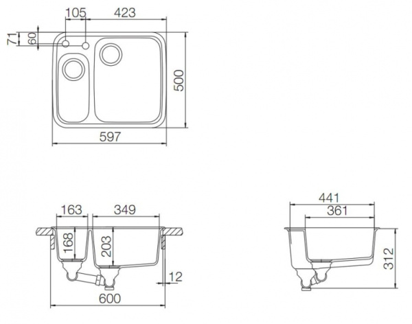 Мойка Reginox Genova R (597х500) Sand RX23249