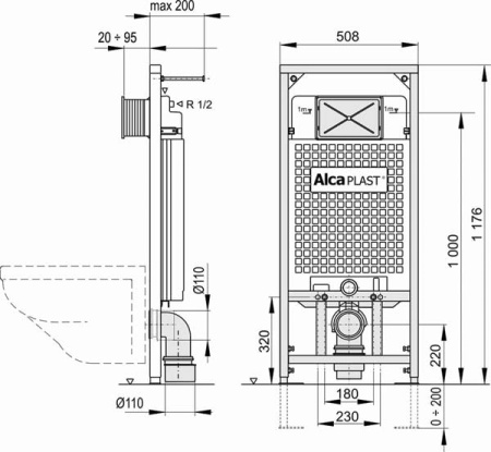 Система инсталляции Alcaplast Sadroмodul A101/1200