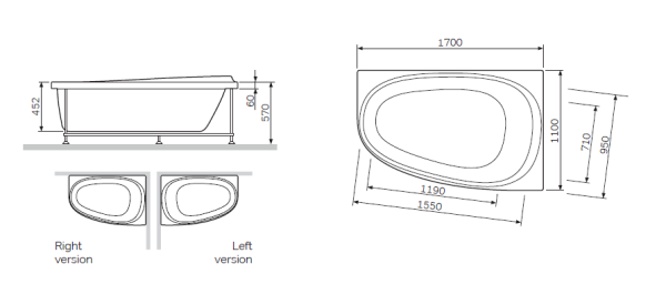 Ванна акриловая (170х110) Am.Pm Sensation W30A-170R110W-D