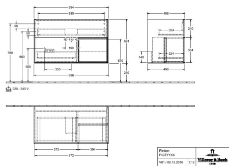 Тумба под раковину Villeroy & Boch Finion G040HFPD