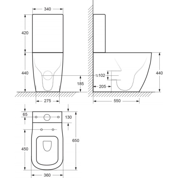 Чаша напольного унитаза CEZARES LUX CZR-159-CPR без бачка и сиденья
