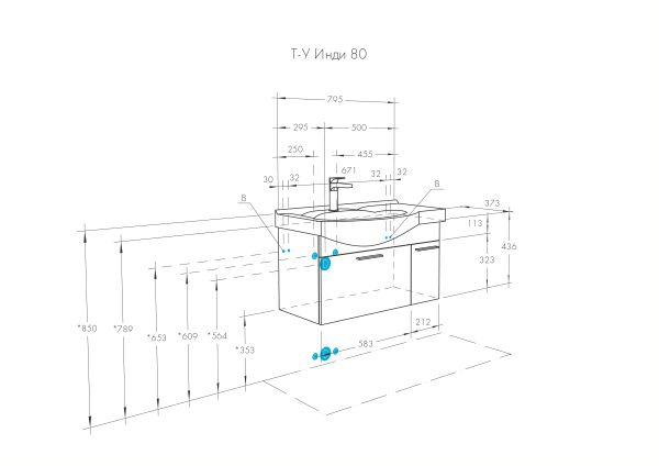 Тумба с раковиной Акватон Инди 1A1884K0ND010