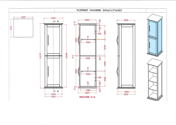 Пенал подвесной Cezares  Tiffany 54964 Nero grafite