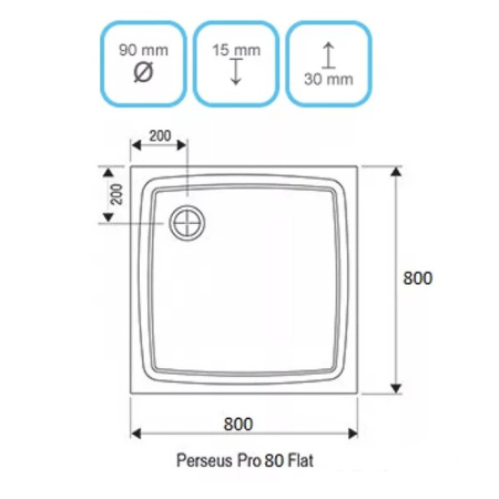 Душевой поддон Ravak Perseus Pro Flat 80х80 XA034411010