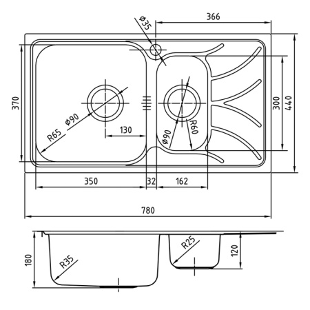 Кухонная мойка, нержавеющая сталь iddis Arro ARR78SXi77, сталь 