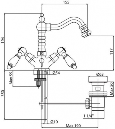 Смеситель для биде Cezares FIRST FIRST-BS2-03-M золото