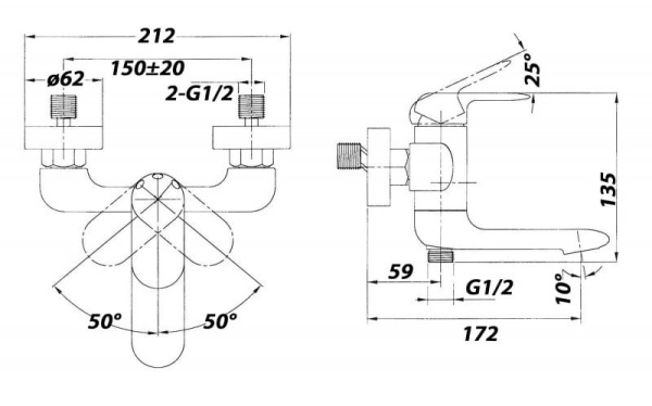 Смеситель для ванны BelBagno Ferrano FER-VASM-CRM