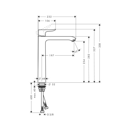 Смеситель для раковины без донного клапана Hansgrohe Metris 31184000 хром