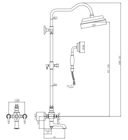 Душевая система с изливом Savol S-005313H