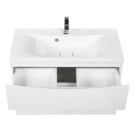 Тумба  под раковину подвесная с двумя выкатными ящиками BelBagno MARINO-H60-1100-2C-SO-BL-P Bianco Lucido
