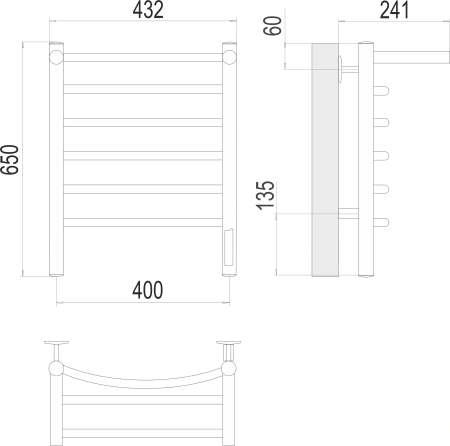 Полотенцесушитель электрический Terminus Классик с полкой (400х650) П6 4670078531384