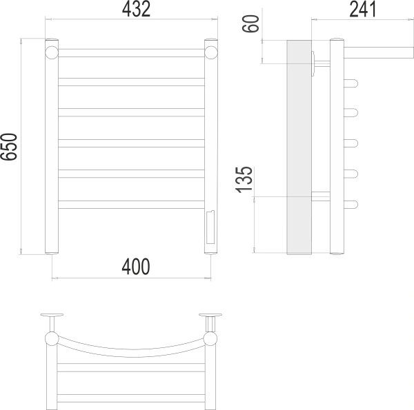 Полотенцесушитель электрический Terminus Классик с полкой (400х650) П6 4670078531384