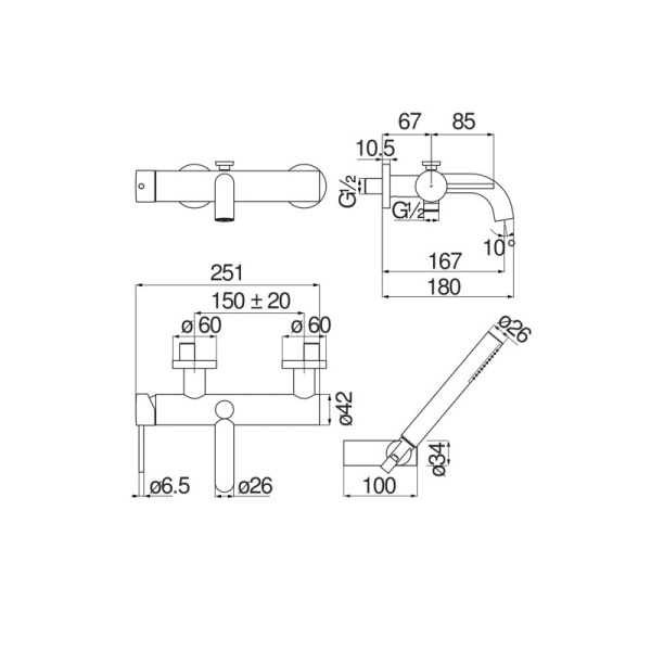 Смеситель для ванны Nobili Velis VE125110RCP