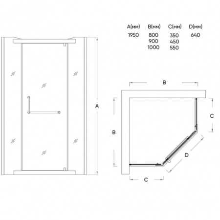 Душевой уголок Veconi Rovigo RV36-90T-02-19C1
