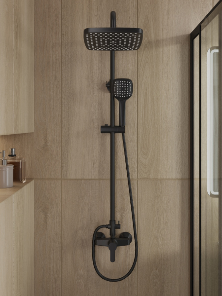 Душевая система с смесителем для душа OneLife P01-912b черный