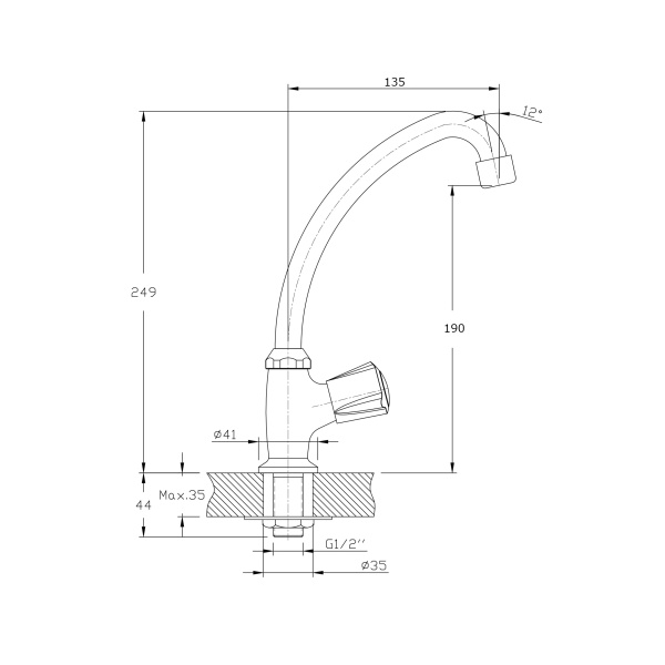 Кран для раковины RUSH Pioneer PI7950-24