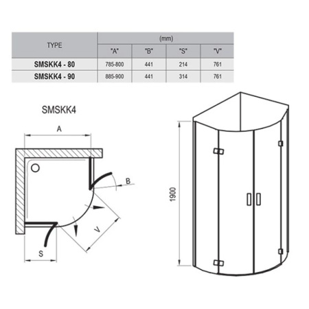 Душевой уголок Ravak SmartLine SMSKK4-90 3S277A00Y1