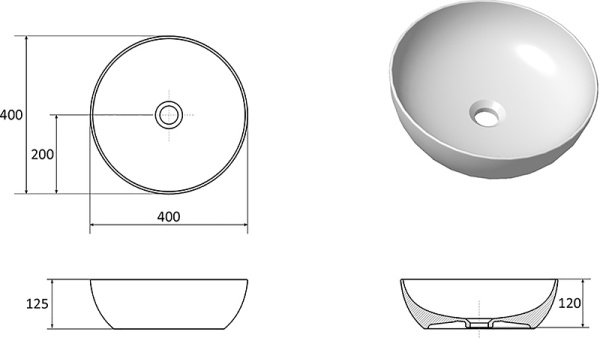 Раковина накладная Ravak Uni Slim 40 XJX01140003