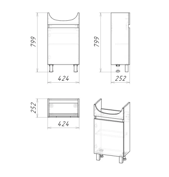 Тумба напольная Grossman ПОЛО-45 см  104501-1 дуб сонома/белая