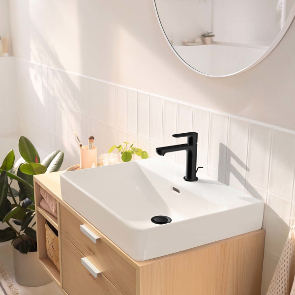 Смеситель для раковины с донным клапаном Hansgrohe Rebris S 72517670 черный матовый