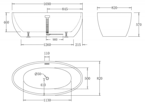 Ванна акриловая BelBagno BB69-1700 Ванна акриловая BelBagno BB69-1700