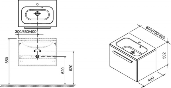 Тумба под умывальник Ravak SDU 800 Chrome X000000535