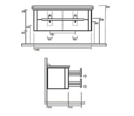 Тумба подвесная без раковины Kerasan Waldorf 925430 bi vaniglia matt
