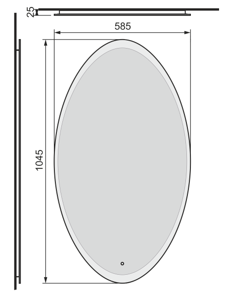 Зеркало RAVAL 60 с подсветкой Mono Mono.02.60/W/RL