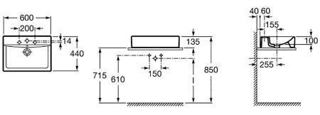 Раковина накладная (60x44) Roca Diverta 32711G000
