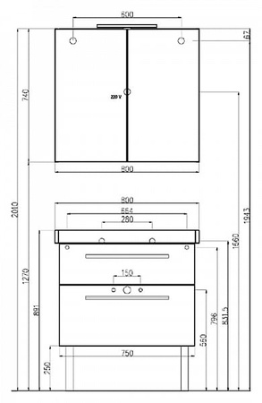 Тумба под раковину Villeroy & Boch 2Day2 A98000E4