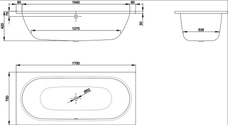 Ванна стальная (170x75) Bette Starlet 1380-000 PLUS с шумоизоляцией и антигрязевым покрытием
