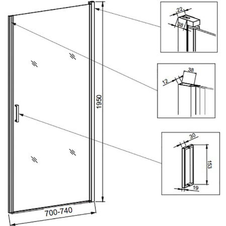Душевая дверь Veconi Vianno VN-43, (70x195) VN43-70-01-C5