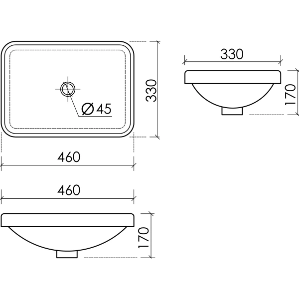 Раковина встраиваемая сверху (46x33) Ceramica Nova ELEMENT CN6078