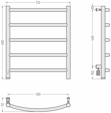 Полотенцесушитель электрический Сунержа Галант 4.0 (60х50) 30-0830-6050 левый