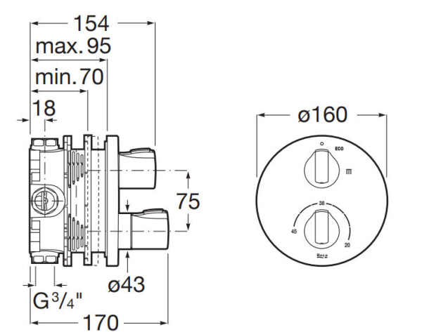 Смеситель для душа термостатический Roca T-1000 5A2E09C00