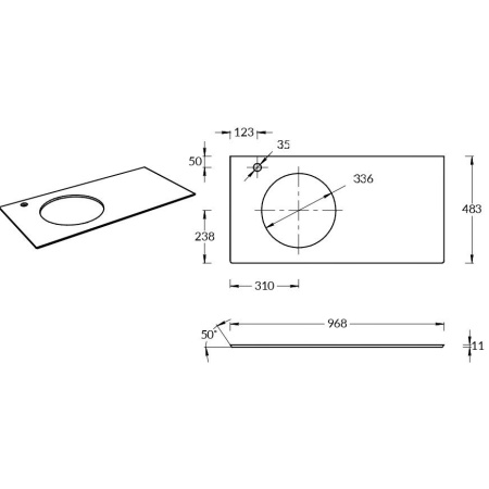 Столешница под раковину Kerama Marazzi Cono Onice CO2.VT278\97