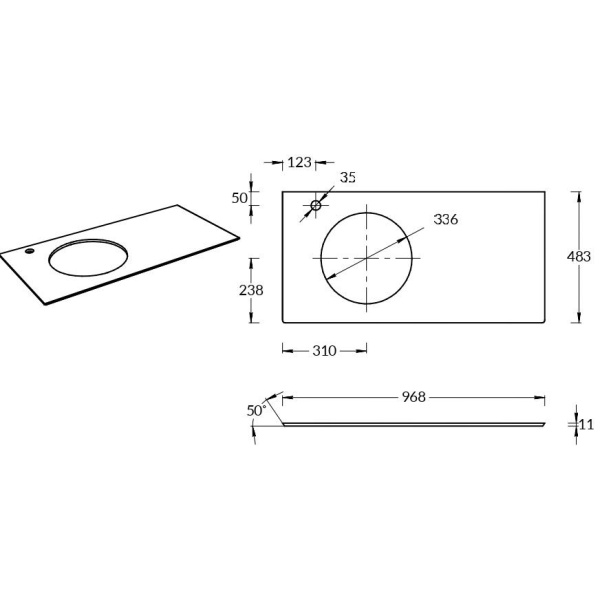 Столешница под раковину Kerama Marazzi Cono Onice CO2.VT278\97
