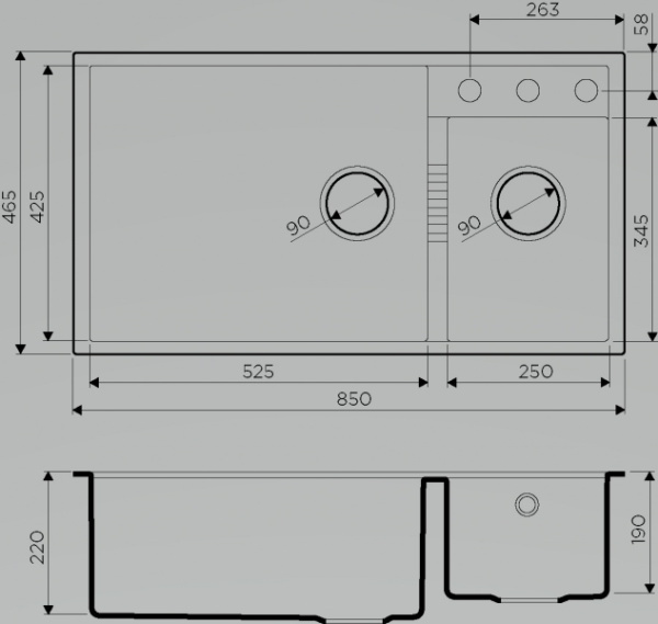 Мойка для кухни Omoikiri Tedori 85-2-U-BL 4993940