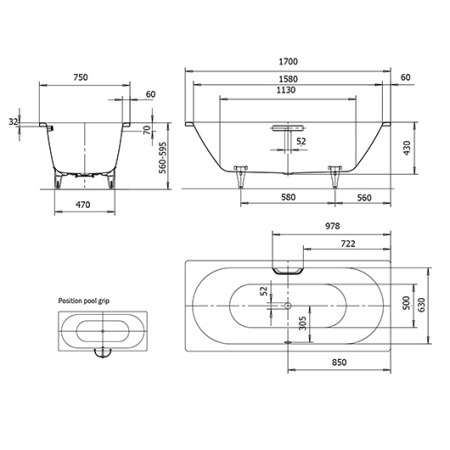 Ванна стальная Kaldewei Classic Duo 107 170х75 белый 290700013001 Easy-Clean