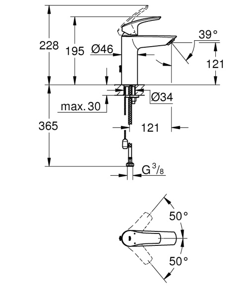 Смеситель однорычажный для раковины Grohe Eurosmart 23323 003 (23323003) хром Смеситель однорычажный для раковины Grohe Eurosmart 23323 003 (23323003) хром