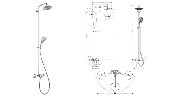 Душевая система HANSGROHE Raindance Select 240 Showerpipe 27117000 Душевая система HANSGROHE Raindance Select 240 Showerpipe 27117000
