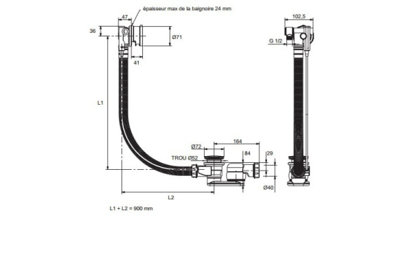 Слив-перелив Jacob Delafon Capsule E6D134-CP
